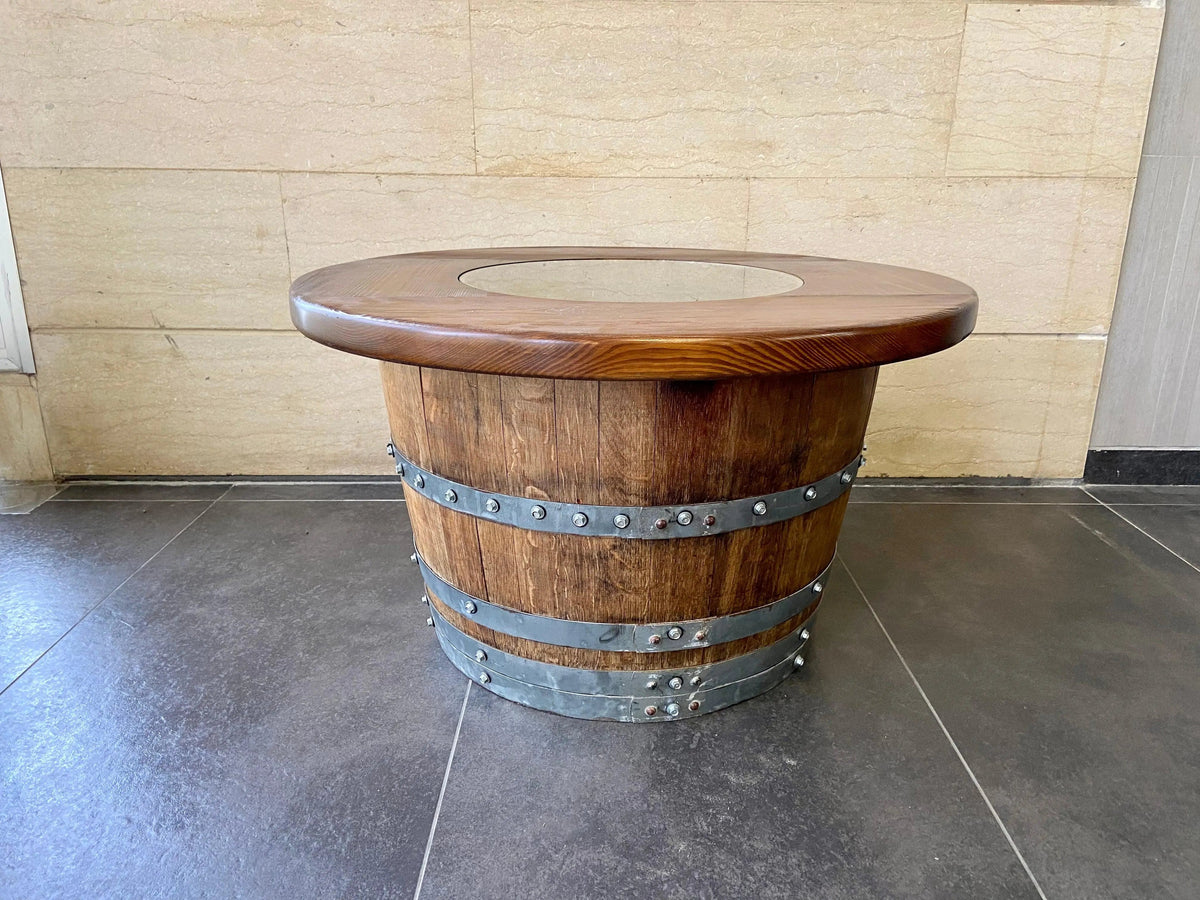 Whiskey & Wine Barrel Half-Barrel Table Set — 2 Chairs Pub Set