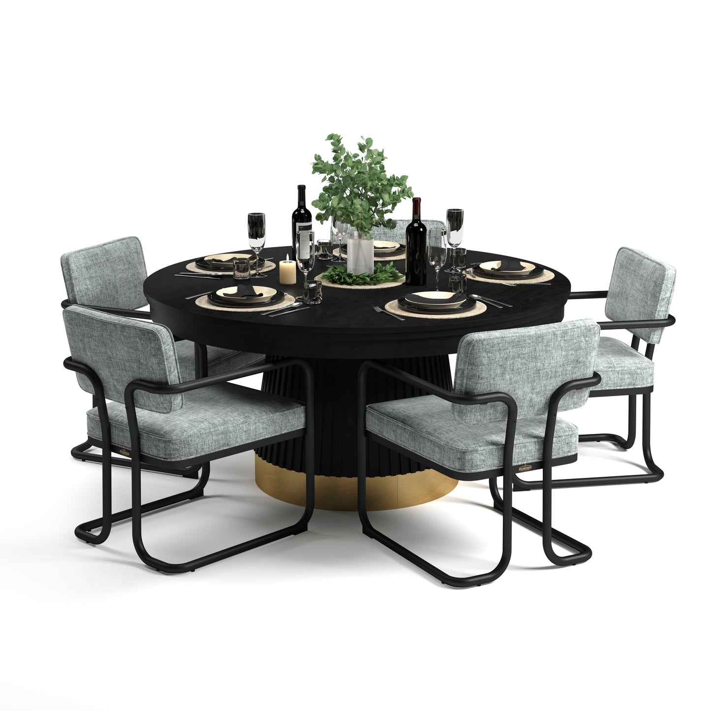 Poker Table Dining Top 60" Black