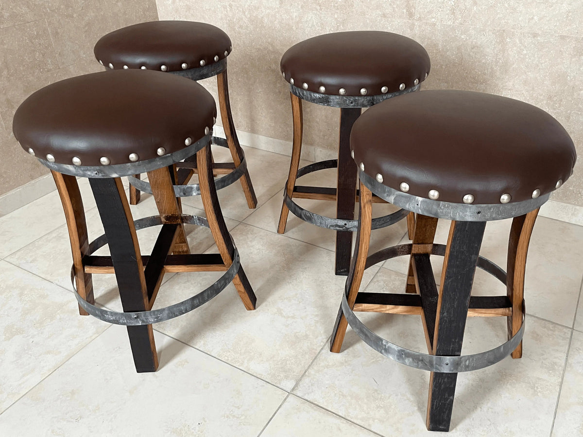 Whiskey & Wine Barrel Home Bar Set #2 — Bar Cabinet, Pub Table & Stools - Pub Set