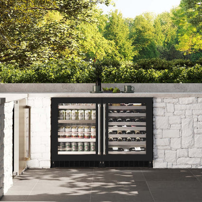 ZLINE 24" Touchstone 151 Can Beverage Fridge Black Matte Glass Door RBSO-BLM-24
