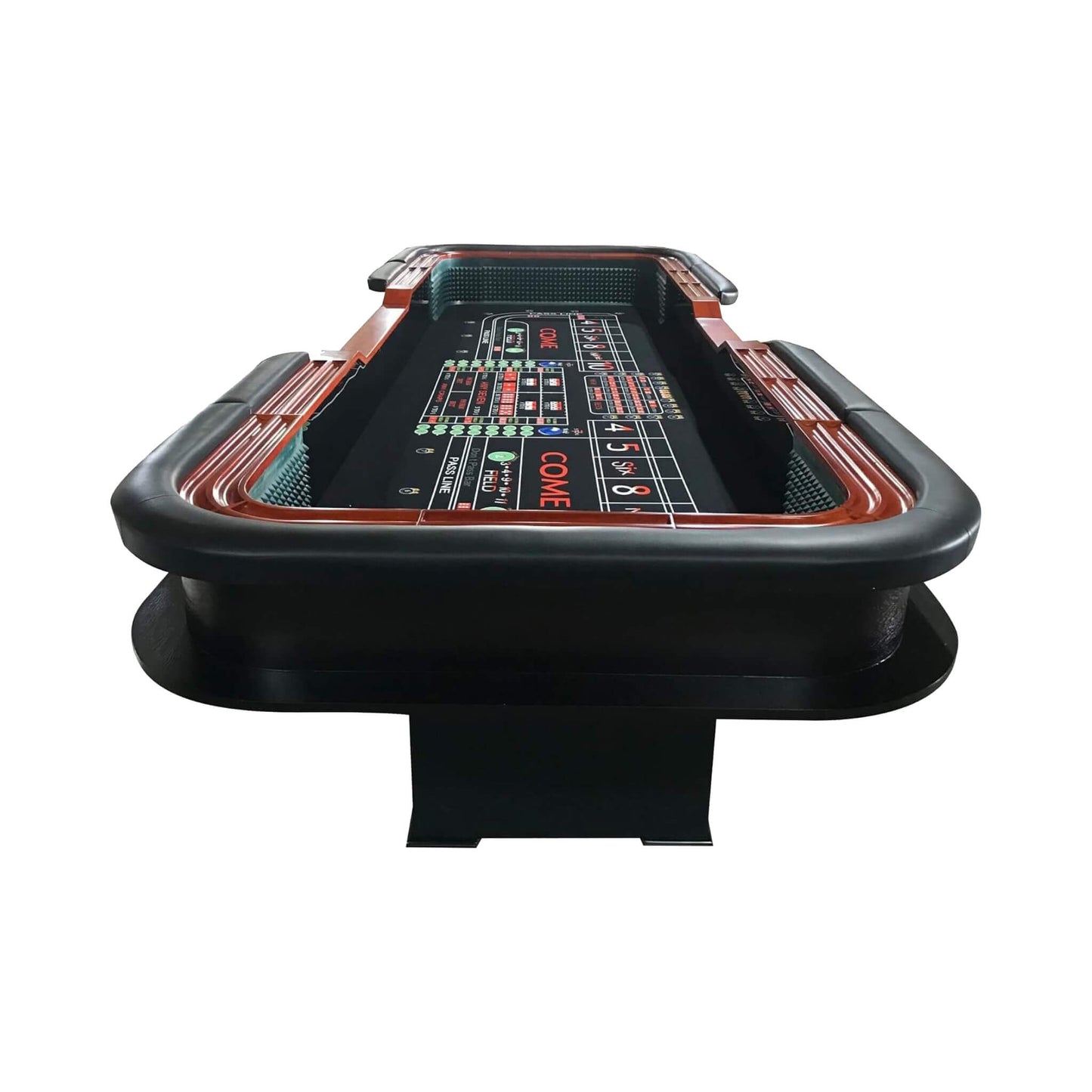 12FT Casino Style Craps Table With Full Drink Rail And Cushion Rim Cover
