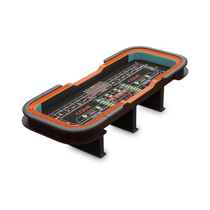 12FT Casino Style Craps Table With Full Drink Rail And Cushion Rim Cover