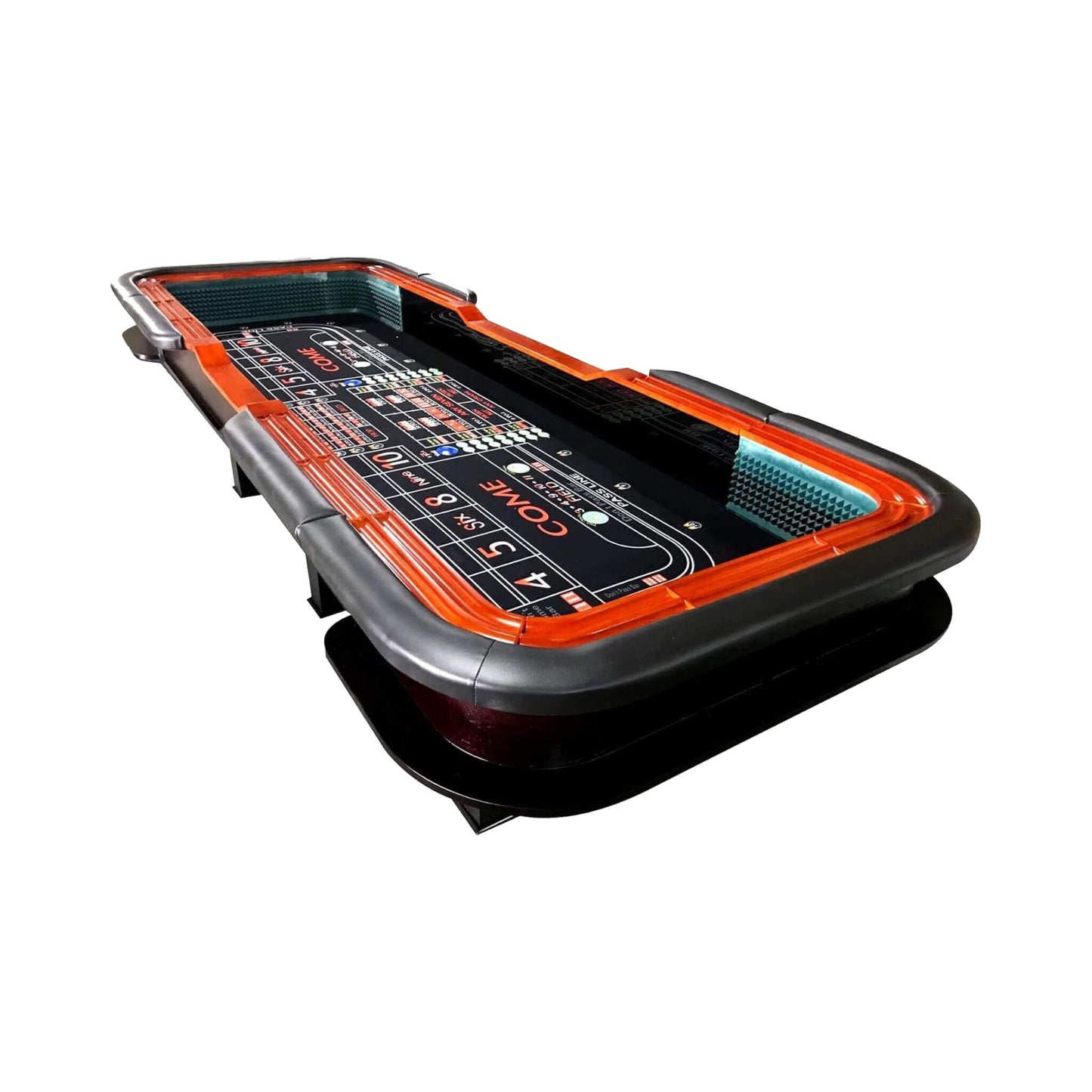 12FT Casino Style Craps Table With Full Drink Rail And Cushion Rim Cover
