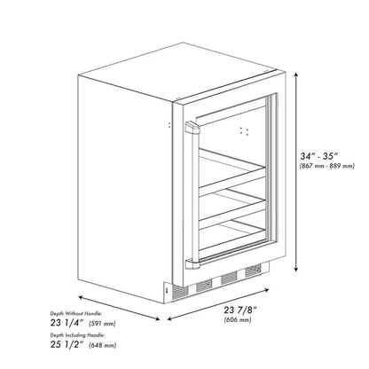 ZLINE 24" Touchstone 151 Can Beverage Fridge DuraSnow® Stainless Steel Glass Door RBSO-SN-24