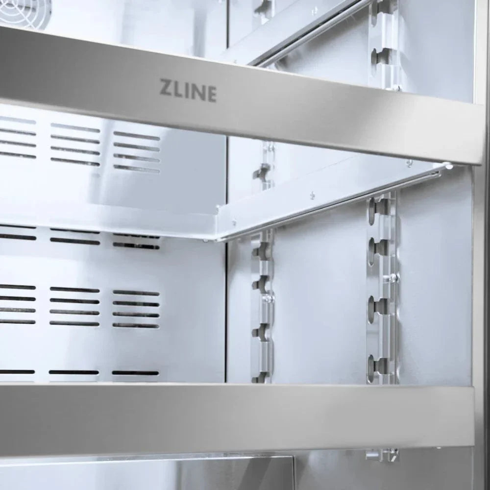 ZLINE 24" Touchstone 151 Can Beverage Fridge DuraSnow® Stainless Steel Glass Door Polished Gold Handle RBSOZ-SN-24-G