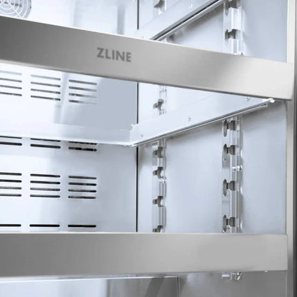 ZLINE 24" Touchstone 151 Can Beverage Fridge DuraSnow® Stainless Steel Glass Door Polished Gold Handle RBSOZ-SN-24-G