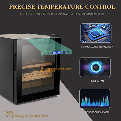 50L Cigar Humidor with 3-IN-1 Cooling, Heating & Humidity Control, 250 Counts Capacity Cigar Humidor Humidifiers with Constant Temperature Controller