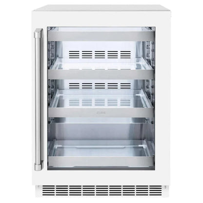 ZLINE 24" Touchstone 151 Can Beverage Fridge White Matte Glass Door RBSO-WM-24