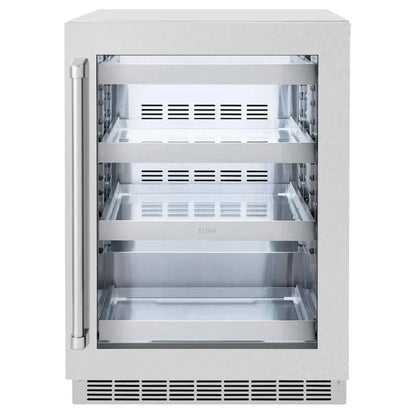 ZLINE 24" Touchstone 151 Can Beverage Fridge DuraSnow® Stainless Steel Glass Door RBSO-SN-24