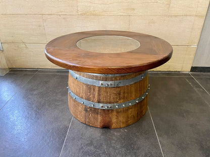 Whiskey & Wine Barrel Half-Barrel Table Set — 2 Chairs Pub Set