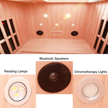 Thermora Orien Premium 2-Person Low EMF FAR-Infrared Heat Wood Home Personal Spa Sauna With Ceramic Heaters, 1760W