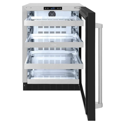 ZLINE 24" Touchstone 151 Can Beverage Fridge Black Matte Glass Door RBSO-BLM-24