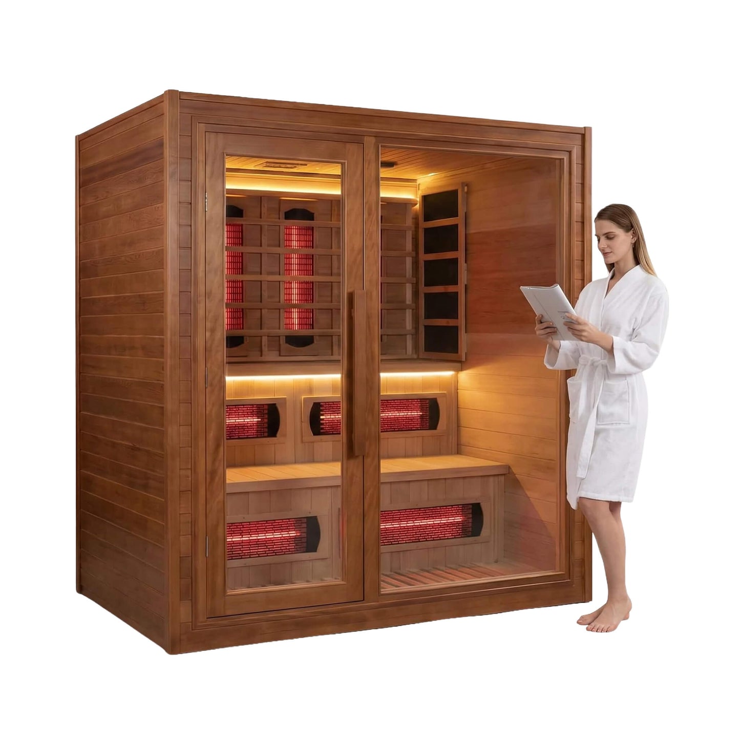 Rövia Elvaria 4-Person Indoor Canadian Red Cedar Infrared And Steam Sauna With 6KW Harvia Heater [Made-To-Order] )