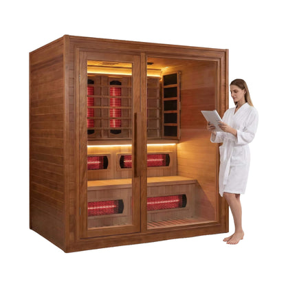 Rövia Elvaria 4-Person Indoor Canadian Red Cedar Infrared And Steam Sauna With 6KW Harvia Heater [Made-To-Order] )