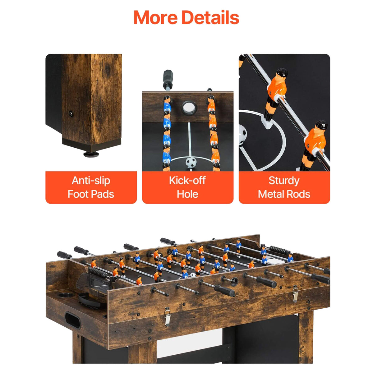 54-Inch 3-In-1 Air Hockey, Ping Pong And Foosball Table Combo