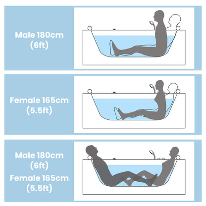 Nuvia Serenity 59-Inch 2-Person Acrylic Corner Whirlpool 16-Jet Hydromassage Bathtub With Heater Rainbow Light