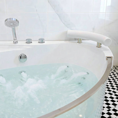 Nuvia Serenity 59-Inch 2-Person Acrylic Corner Whirlpool 16-Jet Hydromassage Bathtub With Heater Rainbow Light