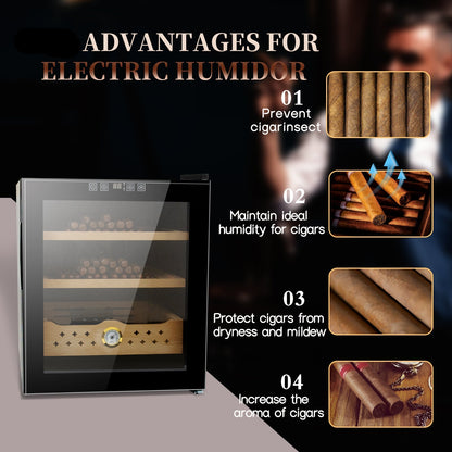 50L Electric Humidor, 300 Counts Capacity Cigar Humidor Humidifiers with Constant Temperature Controller
