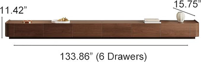 134" Farmhouse TV Unit - Large Wood Entertainment Center with Storage Drawers for 75"+ TVs, Home Office Floor Console