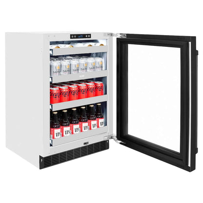 ZLINE 24" Touchstone 151 Can Beverage Fridge Black Stainless Steel Glass Door RBSO-BS-24