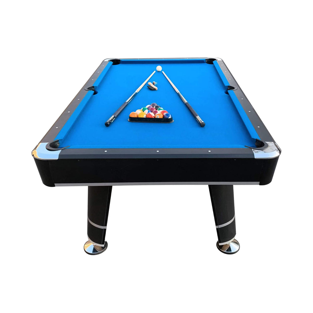 8-Foot Professional Blue Billiard Pool Table With Cues And Balls