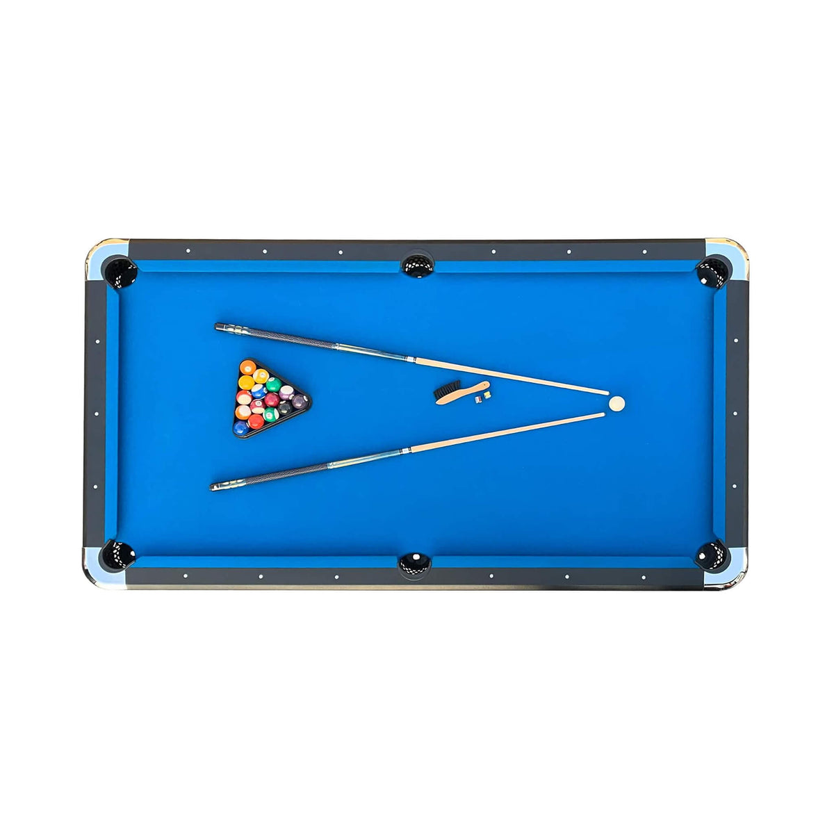 8-Foot Professional Blue Billiard Pool Table With Cues And Balls