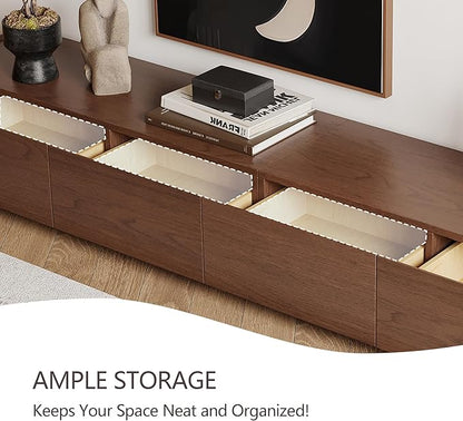 134" Farmhouse TV Unit - Large Wood Entertainment Center with Storage Drawers for 75"+ TVs, Home Office Floor Console