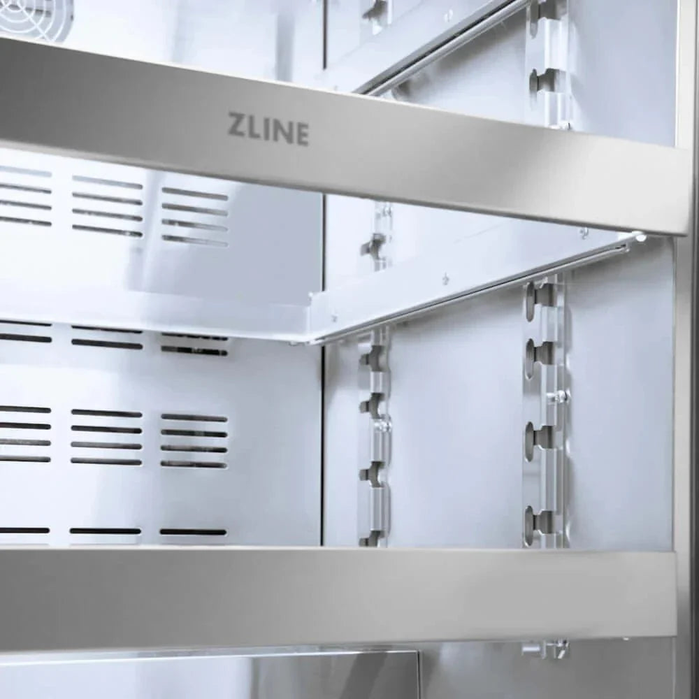 ZLINE 24" Touchstone 151 Can Beverage Fridge DuraSnow® Stainless Steel Glass Door Matte Black Handle RBSOZ-SN-24-MB