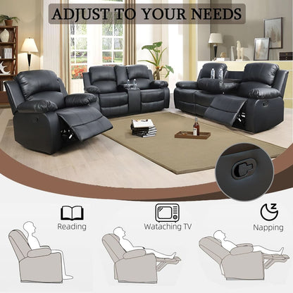 Black Sofa Set For Living Room Theater Seating
