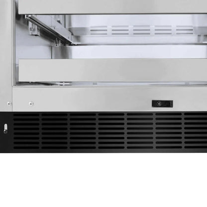 ZLINE 24" Touchstone 151 Can Beverage Fridge Black Stainless Steel Glass Door Champagne Bronze Handle RBSOZ-BS-24-CB