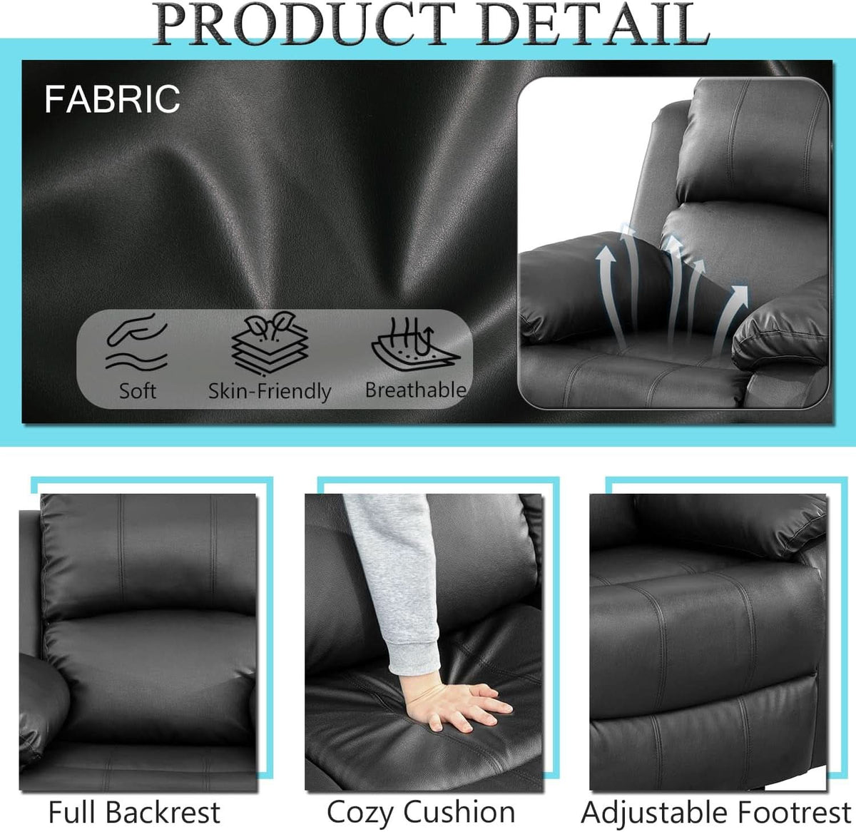 Black Sofa Set For Living Room Theater Seating