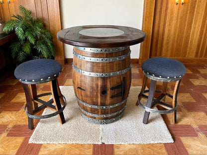 Whiskey & Wine Barrel Pub Set — Limited Colorways, Glass Top, Cabinet Storage - Pub Set