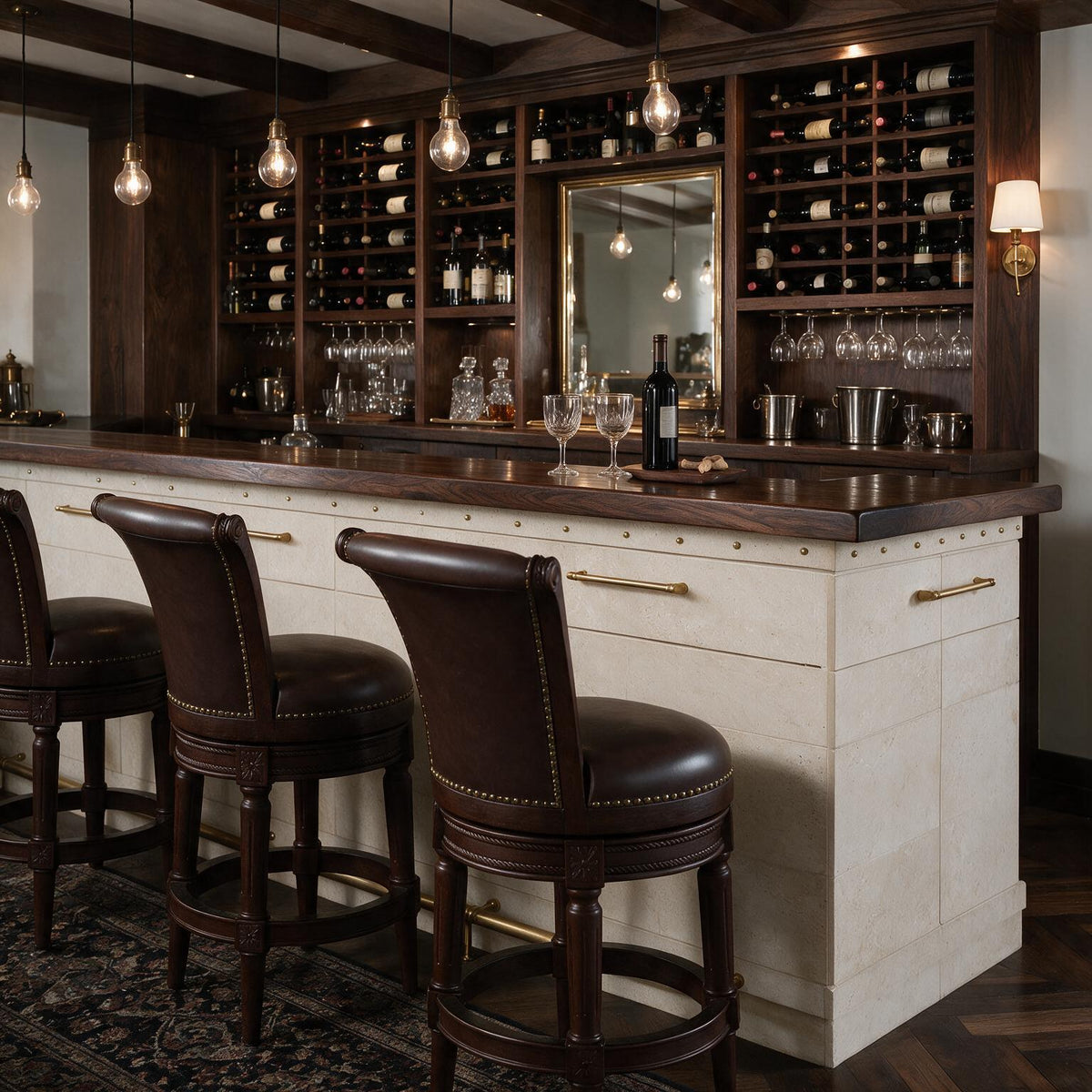 Charlotte Swivel Barstool in Distressed Walnut