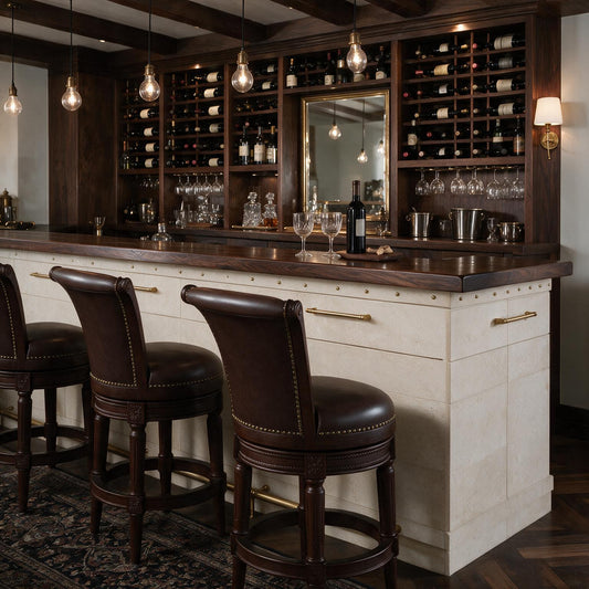 Charlotte Swivel Barstool in Distressed Walnut