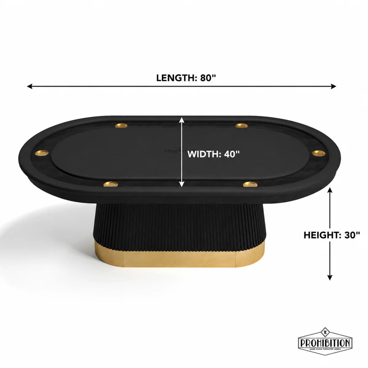 Prohibition Series Texas Hold'em Table Dining Top Black