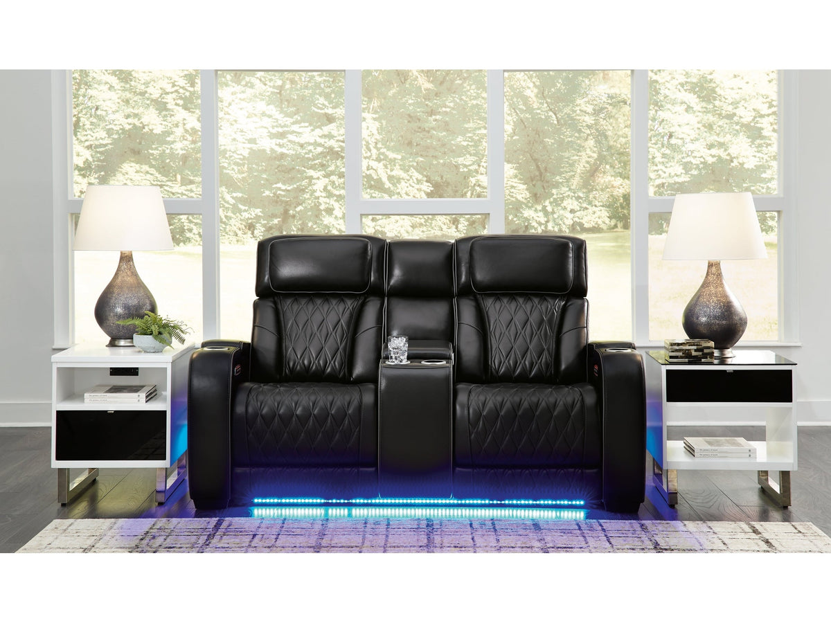 Boyington Black Power Reclining Sofa, Loveseat and Recliner