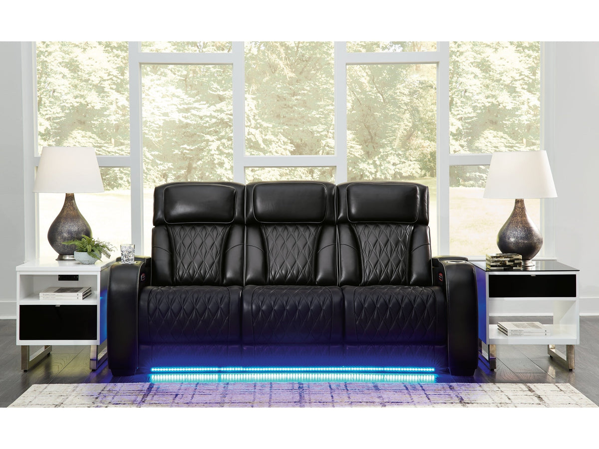 Boyington Black Power Reclining Sofa, Loveseat and Recliner