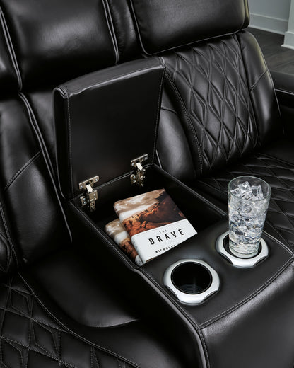 Boyington Black Power Reclining Sofa, Loveseat and Recliner
