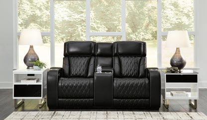 Boyington Black Power Reclining Sofa and Loveseat
