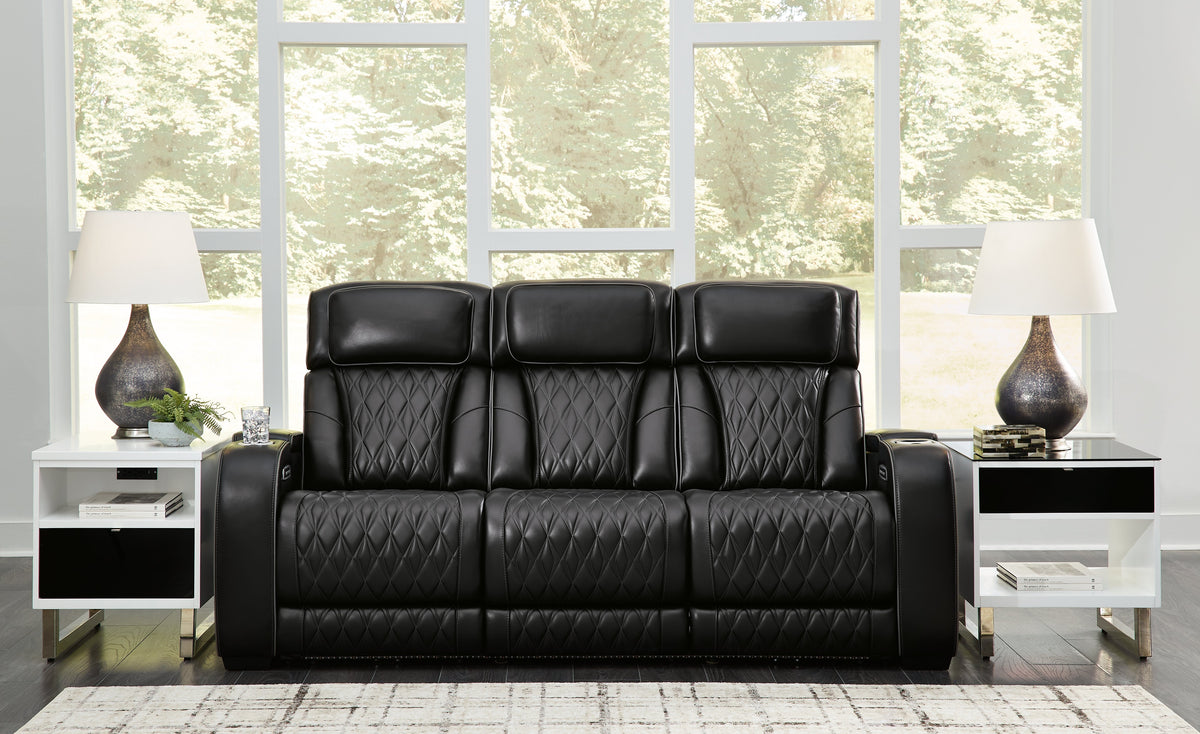 Boyington Black Power Reclining Sofa and Loveseat