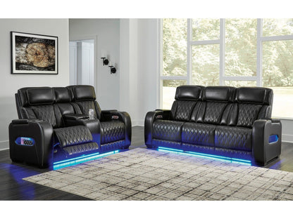 Boyington Black Power Reclining Sofa and Loveseat