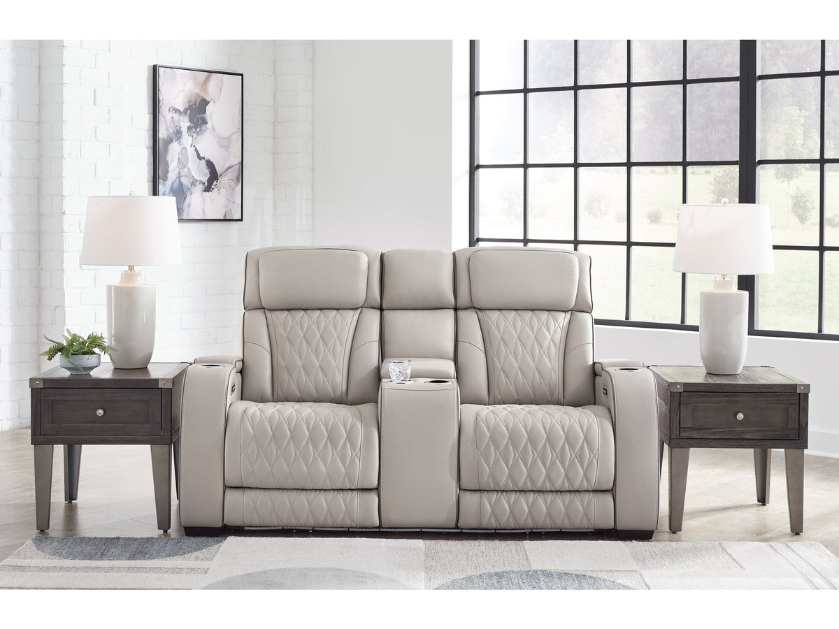 Boyington Gray Power Reclining Loveseat with Console