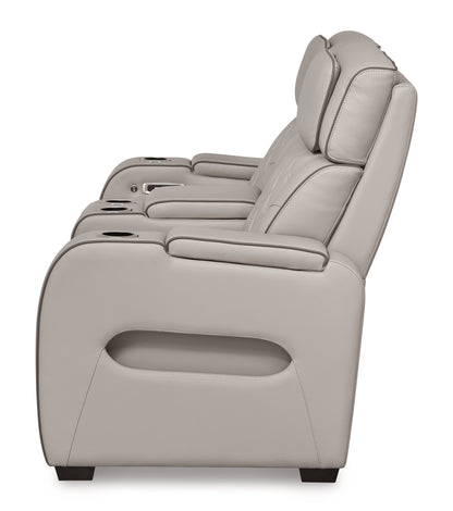 Boyington Gray Power Reclining Loveseat with Console