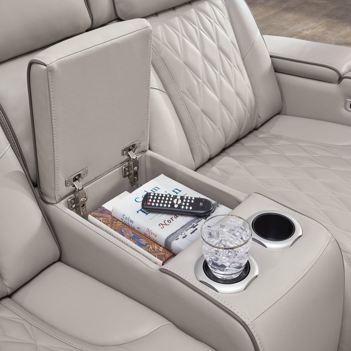 Boyington Gray Power Reclining Sofa and Loveseat