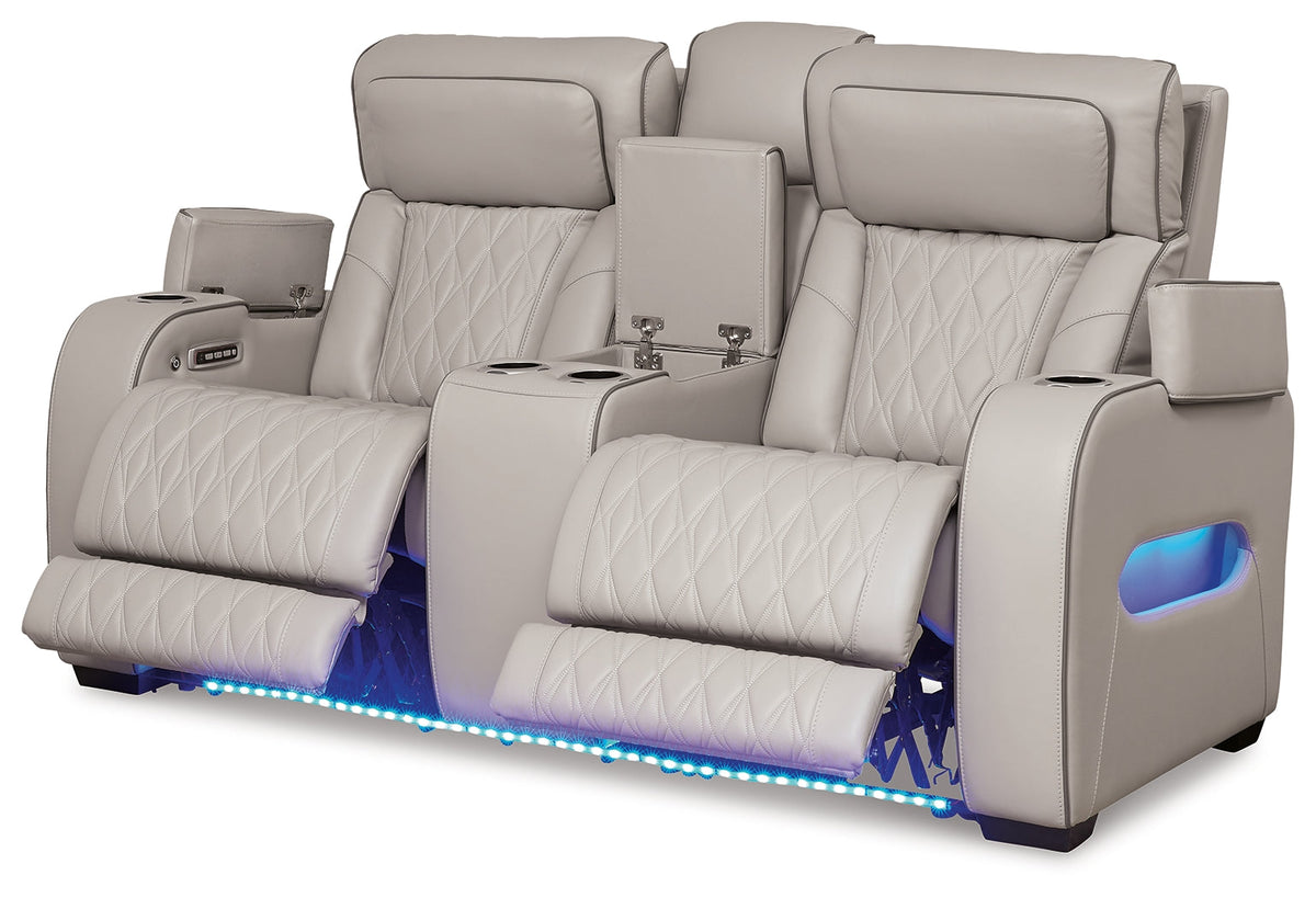 Boyington Gray Power Reclining Sofa, Loveseat and Recliner