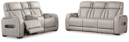 Boyington Gray Power Reclining Sofa, Loveseat and Recliner