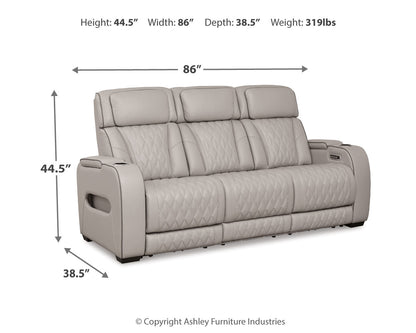 Boyington Gray Power Reclining Sofa