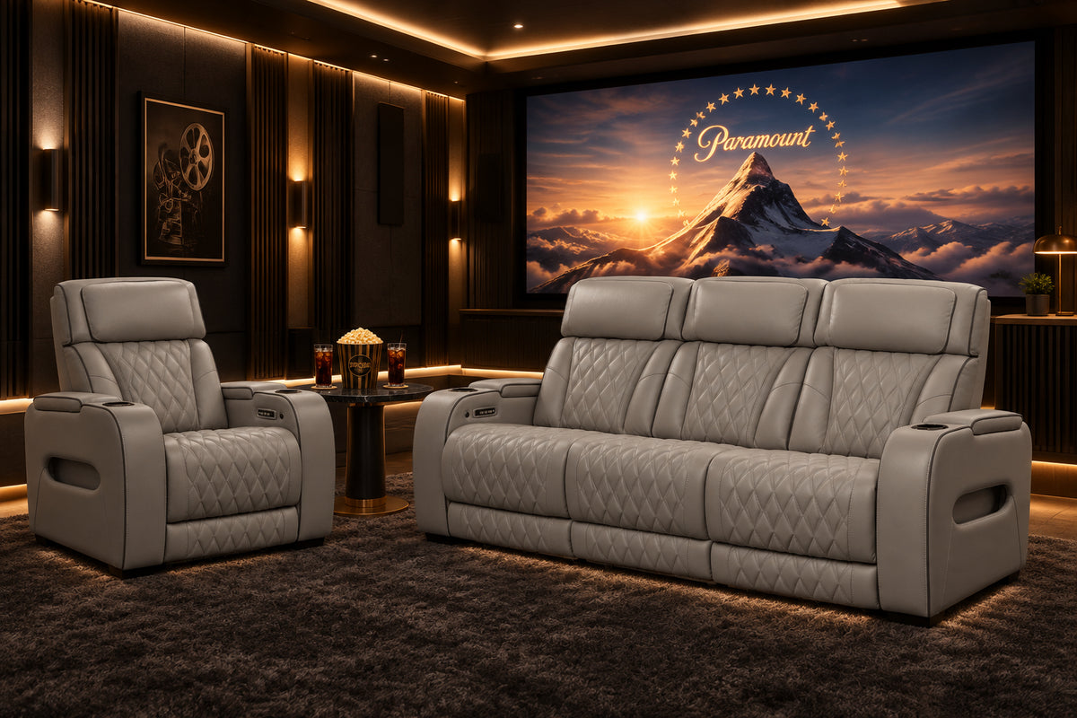 Boyington Gray Power Reclining Sofa and Recliner