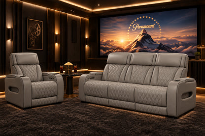 Boyington Gray Power Reclining Sofa and Recliner