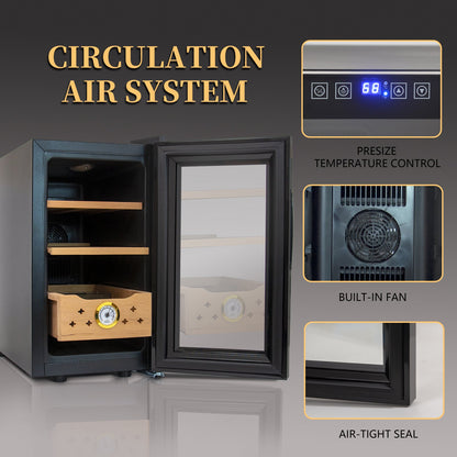 25L Electric Humidor, 150 Counts Capacity Cigar Humidor Humidifiers with Constant Temperature Controller, Cigar Humidor Box with